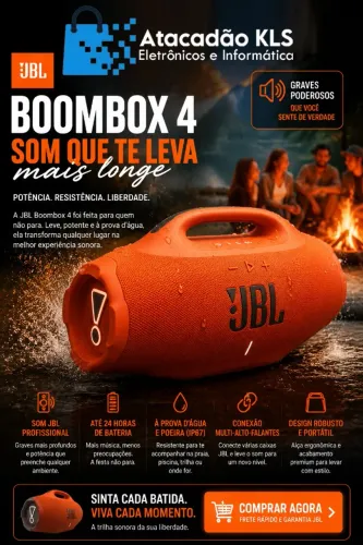 JBL BOOMBOX 4 LARANJA com nota fiscal e garantia