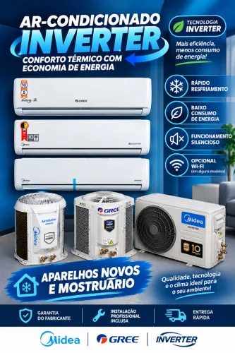Ar condicionado inverte 9 e 12 mil btus