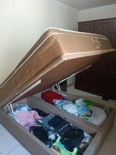 Cama Box Baú Queen + Colchão Ortobom