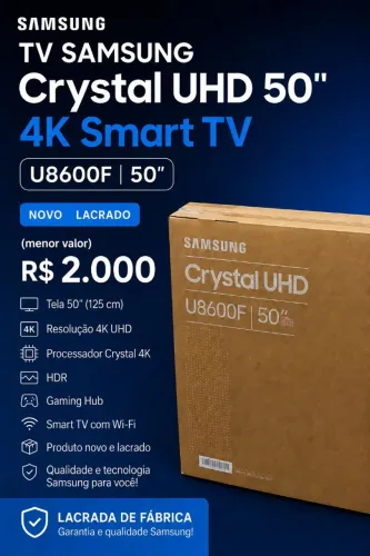 TV Samsung Crystal UHD 50" 4K Smart TV - U8600F | Lacrada