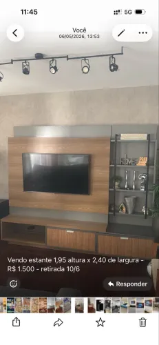 Sala completa - hack, painel, Buffet e mesa de jantar
