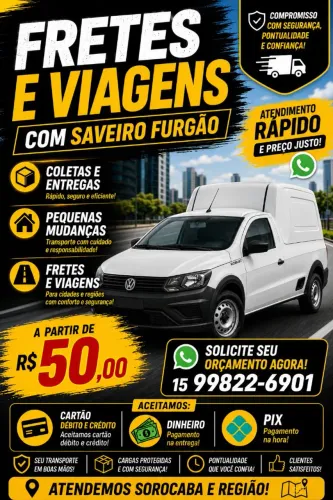 FRETES E VIAGENS COM SAVEIRO FURGÃO 
