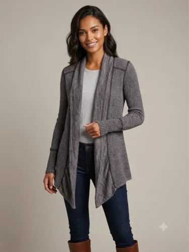 Cardigan tricô tam P cinza