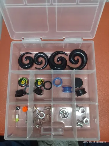 Kit alargadores piercings e brincos com porta bijuterias incluso