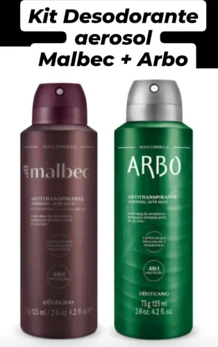 Kit Desodorante Aerosol, Malbec e Arbo