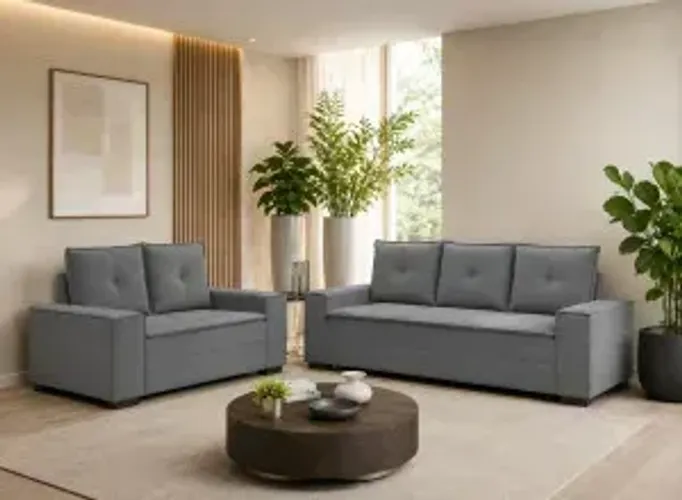 Sofá 2 e 3 lugares Barcelona Cinza