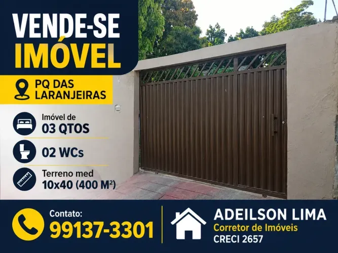 PQ DAS LARANJEIRAS, IMÓVEL COM TERRENO MED 10X40