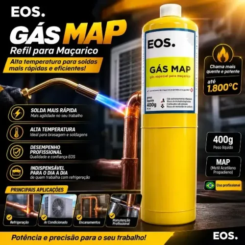 Gás Refil Map Eos Profissional Para Maçaricos Com 400g Original 1800 graus