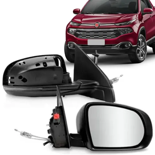 Par de lentes originais com base retrovisor elétrico da Fiat/Toro