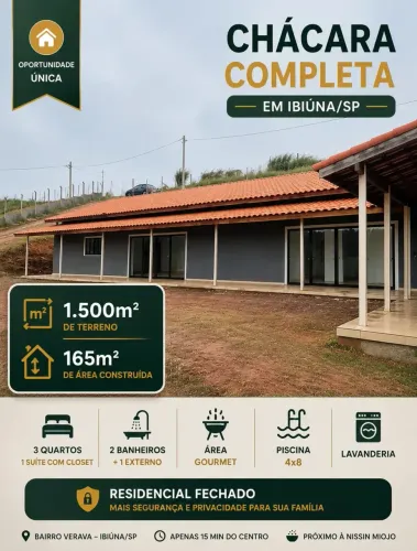 CHACARA PRONTA PRA MORAR EM IBIUNA-SP