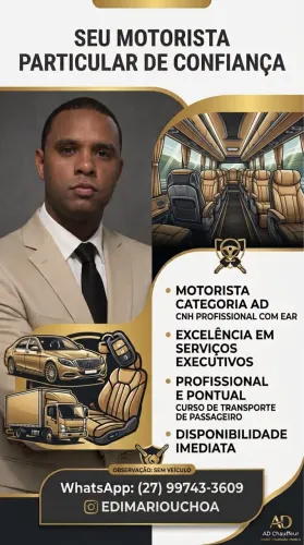 Motorista particular sem veículo para condição de autos.