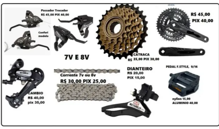 Relação peça Bike 7 8 9V Produto Novo 
