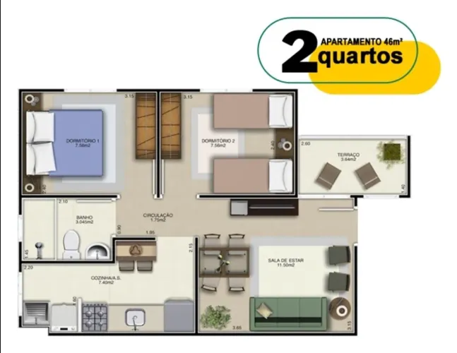 Vendo apartamento  TÉRREO. QC 10  2/4 Jardins Mangueiral 