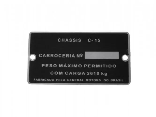 Plaqueta Identificação Carroceria Chevrolet C-15 Reprodução Novo