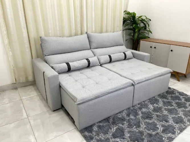 Sofá Retrátil e Reclinável Itália 2.10m Cinza Até 12x - Frete Grátis