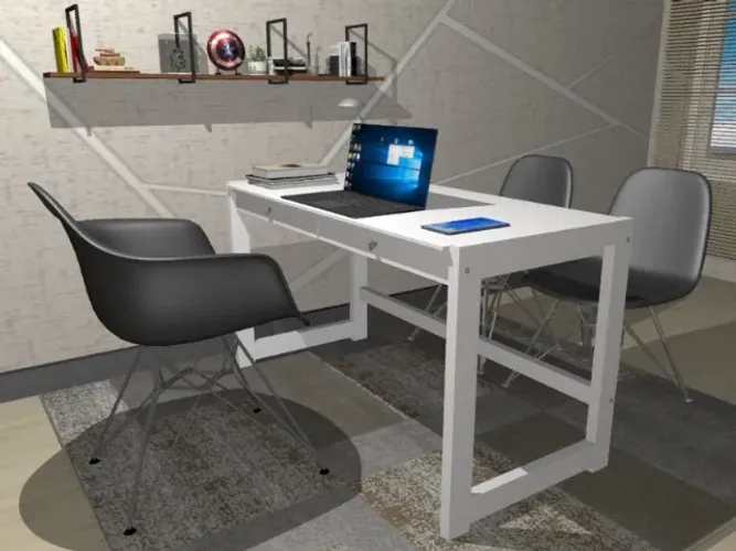 Mesa de Escritório Delluxe. Total Em Madeira Maciça L110CM X P50cm x A76cm