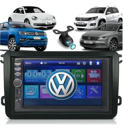 Multimídia Mp5 2 Din Vw G7 + Moldura Câmera Ré Espelha Usb