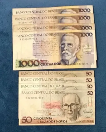 8 notas de cruzados antigas