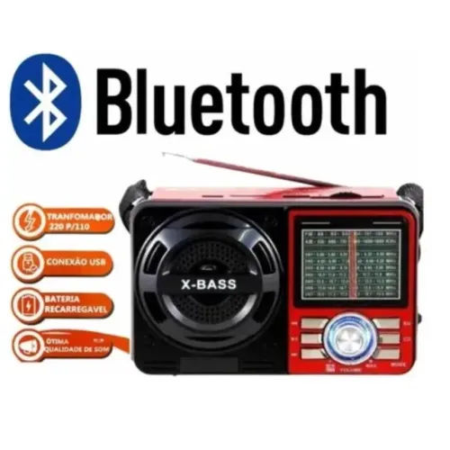 Rádio Retrô Vintage Portátil com bluetooth carregavel na Tomada / pilha Am Fm Sw Pendrive 