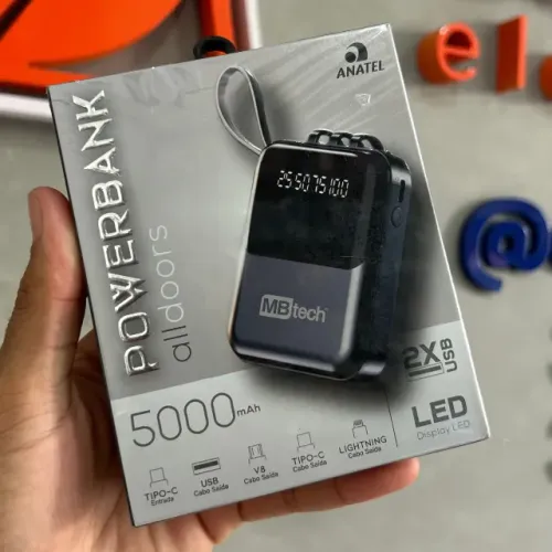 Power Bank Batería Portátil 5.000mAh Mbtech C/ 3 Saidas (Tipo-C /V8 /Lite)