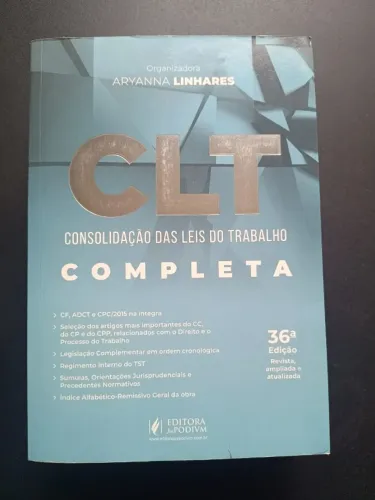 CLT Completa Aryanna Linhares - 36ª Edição (Editora Juspodivm) - Estado de Nova
