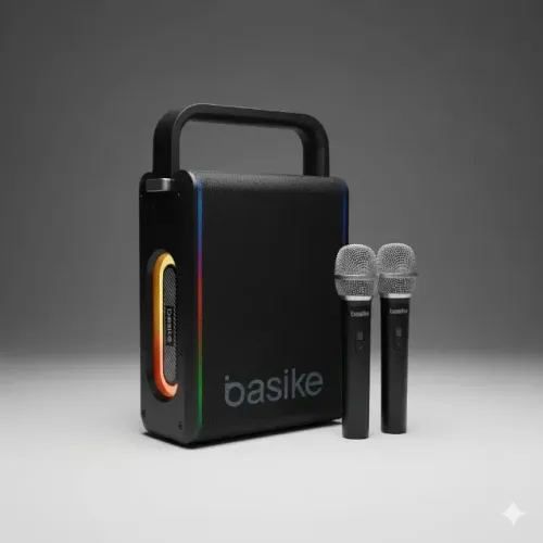 Caixa de Som Basike Ba RAD 237 80W Bluetooth com 2 Microfones Karaokê Potente