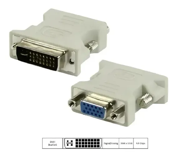 Adaptador Dvi-i Macho (24+5 Pinos) X Vga Fêmea Db