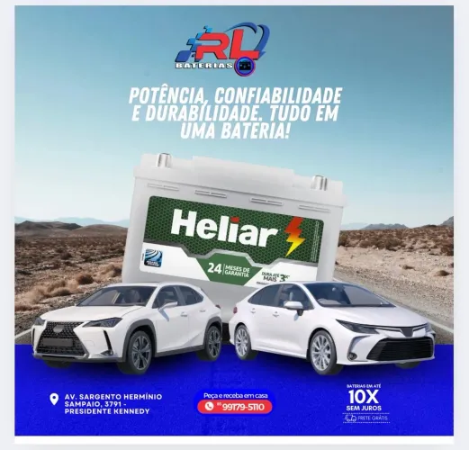 Bateria Heliar 2 anos  de garantia - Frete Grátis! RL BATERIAS 