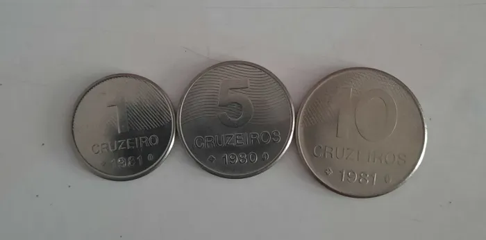 Moedas antigas do Brasil - 1, 5 e 10 cruzeiros Conforme Fotos