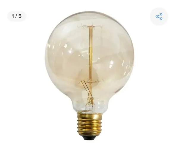 Lampada de filamento de carbono Globe G95 tipo flame 40w 2200k cor âmbar