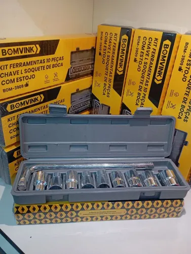 Kit Ferramentas com 10 Peças, Chave L e Soquetes!