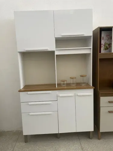 Armário De Cozinha Dubai 5 Portas 2 Gavetas Branco - Em Oferta