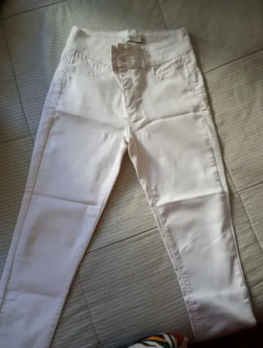 Calça Jeans Branca Feminina Cintura Alta