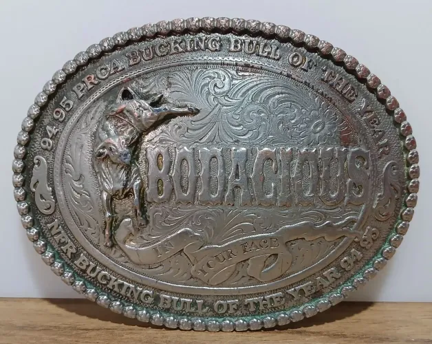 fivela de cinto boiadeiro Bodacious 1994-95 PRCA Bucking Bull of the Year