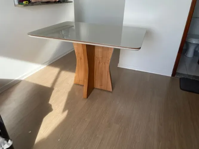 Mesa de Jantar 1,20 x 0,80 Tampo de Vidro NOVO FRETE GRÁTIS