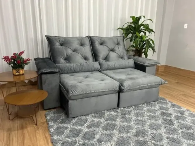 Sofá Retrátil Reclinável 3 Lugares City No Cinza 