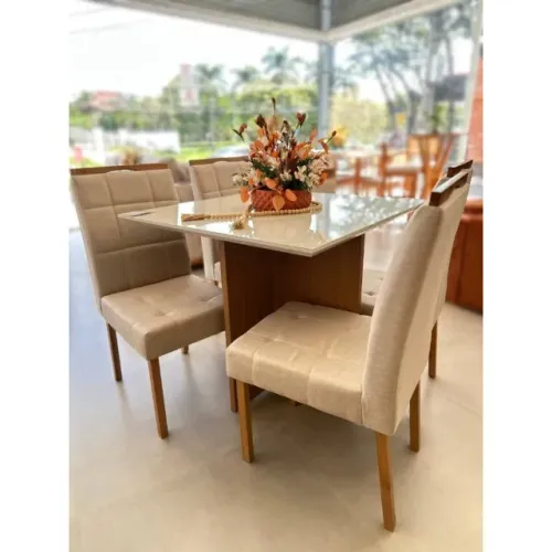 Mesa de Jantar Paloma 0.90×0.90 Com 4 Cadeiras Madeira Maciça- Produto Novo