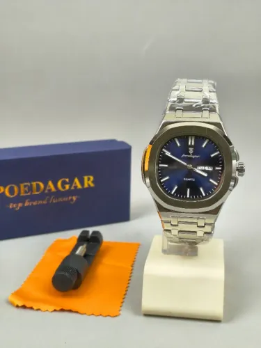 Relógio Masculino Importado Poedagar 853 Original Á Prova D'água Aço Inoxidável Prata Azul