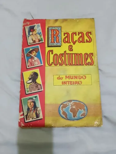 ÁLBUM DE FIGURINHAS RAÇAS E COSTUMES DO MUNDO INTEIRO COMPLETO EM BOM ESTADO