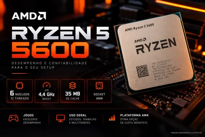 Processador AMD Ryzen 5 5600 - AM4 - 6 Núcleos / 12 Threads