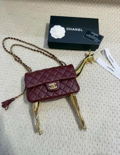 Bolsa rara de couro legítimo vinho modelo italiano flap girafa giraffe Chanel 