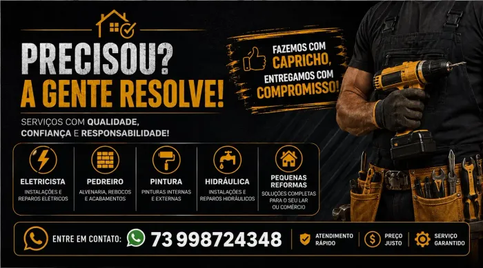 Serviços de estética, hidráulica, pedreiro, da base ao acabamento