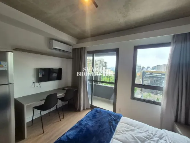 Studio mobiliado para locação, novo com 28 metros quadrados, sem vaga de garagem - Moema, 