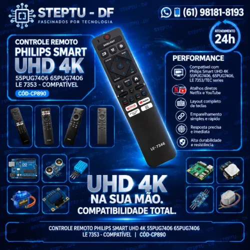 Controle Remoto Philips Smart Uhd 4k Compatível 55pug7406 65pug7406 Le 7353 COD-CP890
