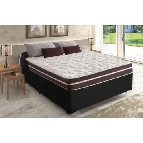 Cama Box Baú Casal 138 Tecido Sintético Preto com Colchão Little Angel Bello Box -