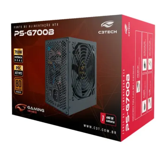 Fonte Gamer C3tech, 700W, 80 Plus Bronze, Pfc Ativo, ATX - Ps-G700b