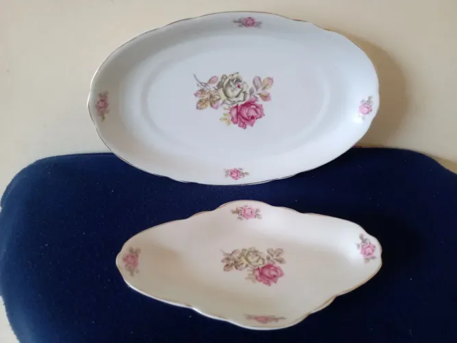 Antigo Covilhete e Travessa em Porcelana