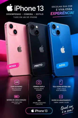 iphone 13 - Preto, azul e rosa 128gb