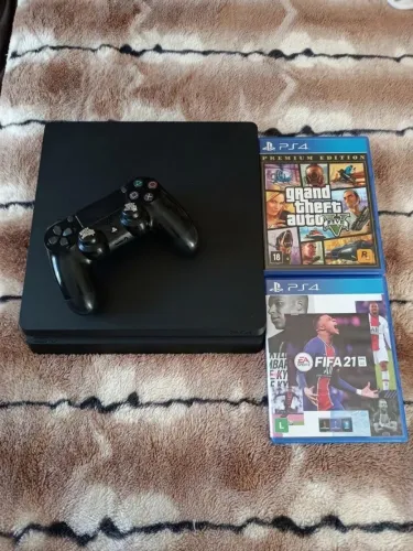 PS4 Slim 500GB + Controle original + GTA V Premium Físico