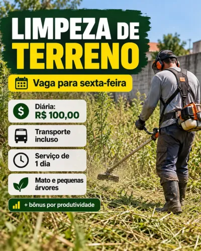 Limpeza de terreno - diária para sexta-feira